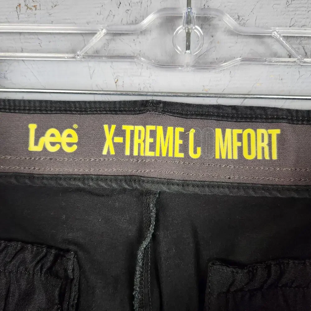 Lee Extreme Comfort Pants Mens 38x30 Black Stretch Chino Casual Straight Leg